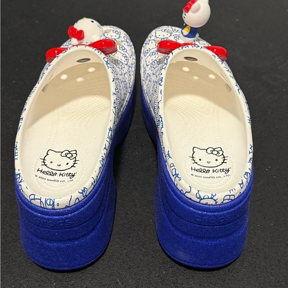 NWOT Crocs Hello Kitty 50th Anniversary Blue Glitter Siren Clogs - Picture 3 of 9